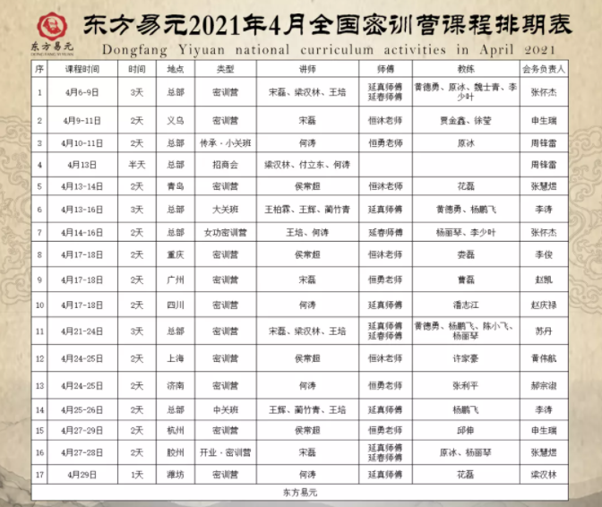 易元洗髓功4月份开班通知